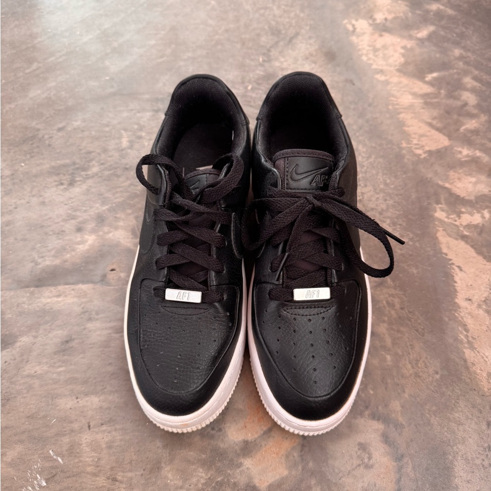Nike Black Leather Platform Sneakers with White Sole - Picture 2 of 5